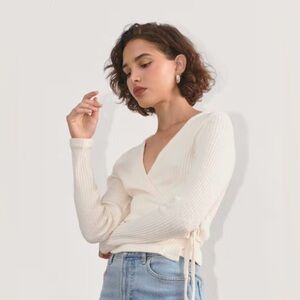 no comment NY-LA Faux Wrap Ribbed Cropped Top